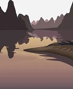 美景画矢量图高清素材 倒影 山 山峰 山水 水 湖景 美景 美湖 自然 静谧 风景 风景画 黄昏 矢量图 免抠png 设计图片 免费下载