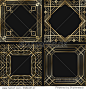 Set of vintage retro style invitation  in Art Deco. Art deco border and frame. Creative template in style of 1920s. Vector illustration. EPS 10