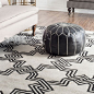 简约现代北欧黑白格子地毯客厅茶几沙发地毯卧室床边样板间地毯-淘宝网