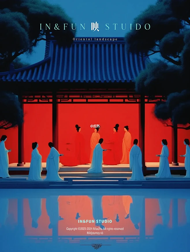 东方极简AI插画｜红楼映梦