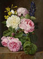  Antoine Chazal, Roses in a Vase, 1845