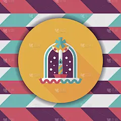 圣诞蜡烛平与长影子的图标，eps10