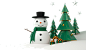 圣诞老人 雪人 圣诞树 3D圣诞节场景卡通元素 PNG免抠图