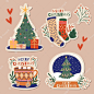 Hand drawn christmas label collection Free Vector