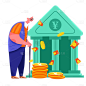 扁平-养老金理财老人人物插画3