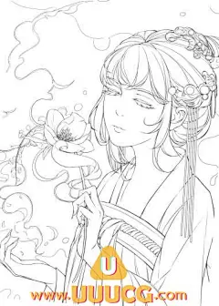 美术资源_[黑白线稿] 第二集 古风系列插画新手练习线稿48p_原画素材 - U社-www.uuucg.com