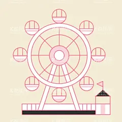 卡通游乐场摩天轮  - 源文件下载【酷图网】卡通摩天轮,游乐场,手绘摩天轮,矢量摩天轮,简约摩天轮,游乐园,