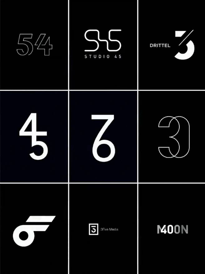 数字logo设计，正负形设计