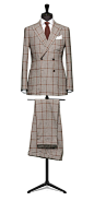 Brown-brown suit Pied de poule orange windowpane S100 http://www.tailormadelondon.com/shop/tailored-suit-fabric-4355-houndstooth-brown/