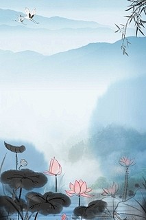 古风水墨背景24节气处暑夏天小暑大暑背景...