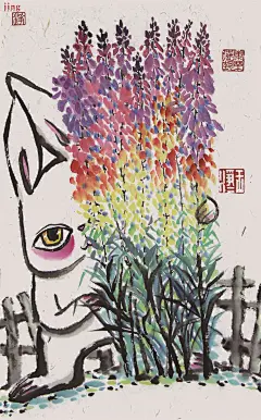画儿晴天王净净萌趣水墨兔 (8)