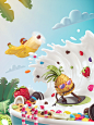 YOGURTERIAS DANONE V3 : Yogurteria danone coNFIDED us again their summer campaign.under the concept “ola verano” we created a fantastic worldwhere a pineaple surfs a giant wave.I wanna go surfing!Agency: Microbio Gentleman Producer: The Mushroom Co.Art di