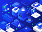 Cloud & Hosting Isometric Illustration set 3d modern ui user interface vector mathematics xd illustrator adobe illustrator svg technology blue database data blockchain hosting cloud computing cloud illustration isometric