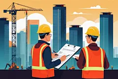 建筑施工现场劳动人物施工生产安全插画