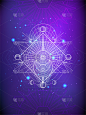 抽象背景上神圣几何符号的矢量插图。