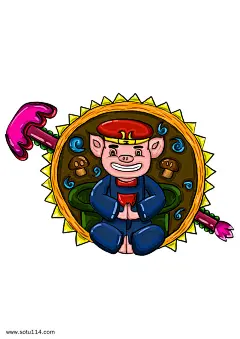 手绘插画猪年猪八戒插画图片png免抠元素卡通手绘背景装饰免扣图片设计图案
