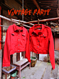 vintage复古老厂货百搭红色牛仔短外套 夹克