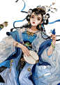 来自插画师 @长乐nina  笔下的古风少女~ ​​​​