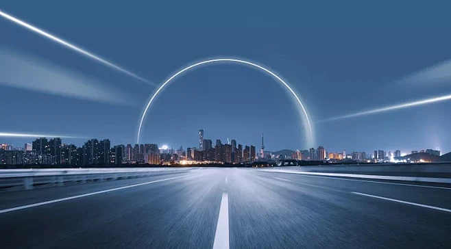城市夜景道路光线创意图片下载