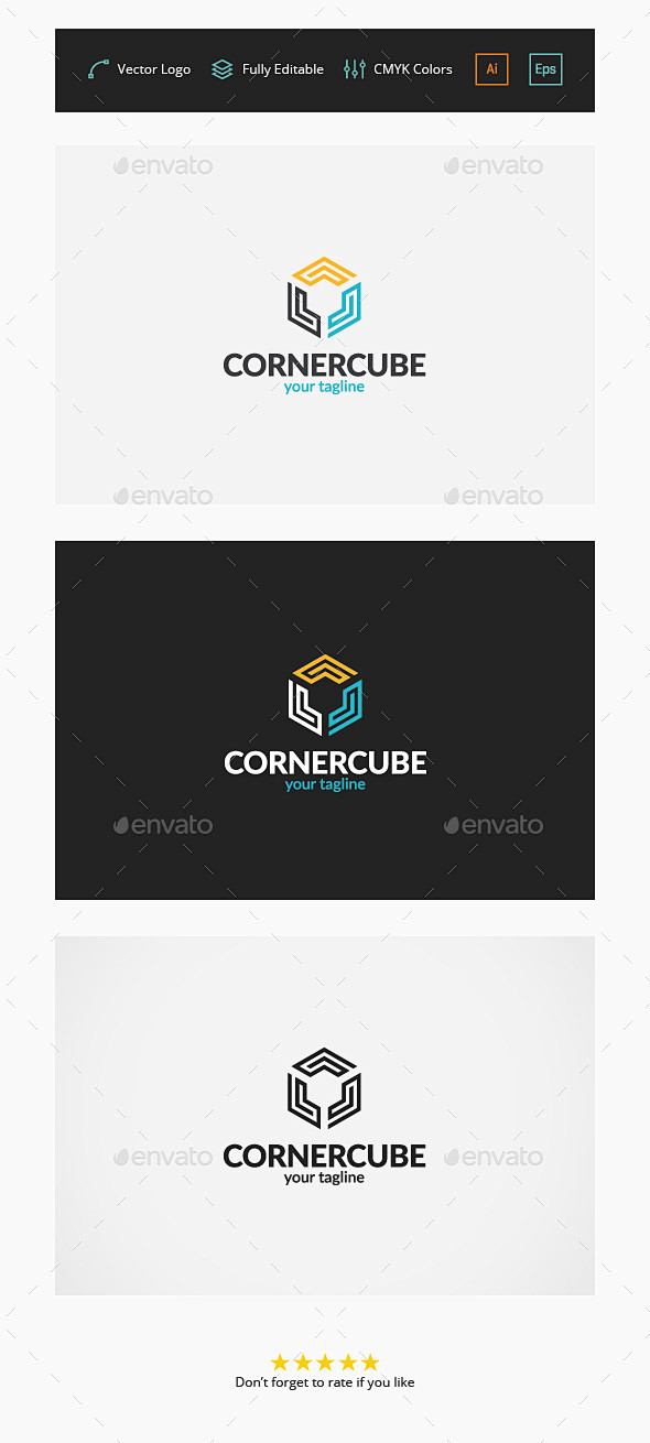 角落立方体标志模板——抽象标志模板Cor...