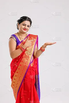 青年女人,幸福,纱丽,衣服,手,传统,专业人员,背景分离,肖像,一个人