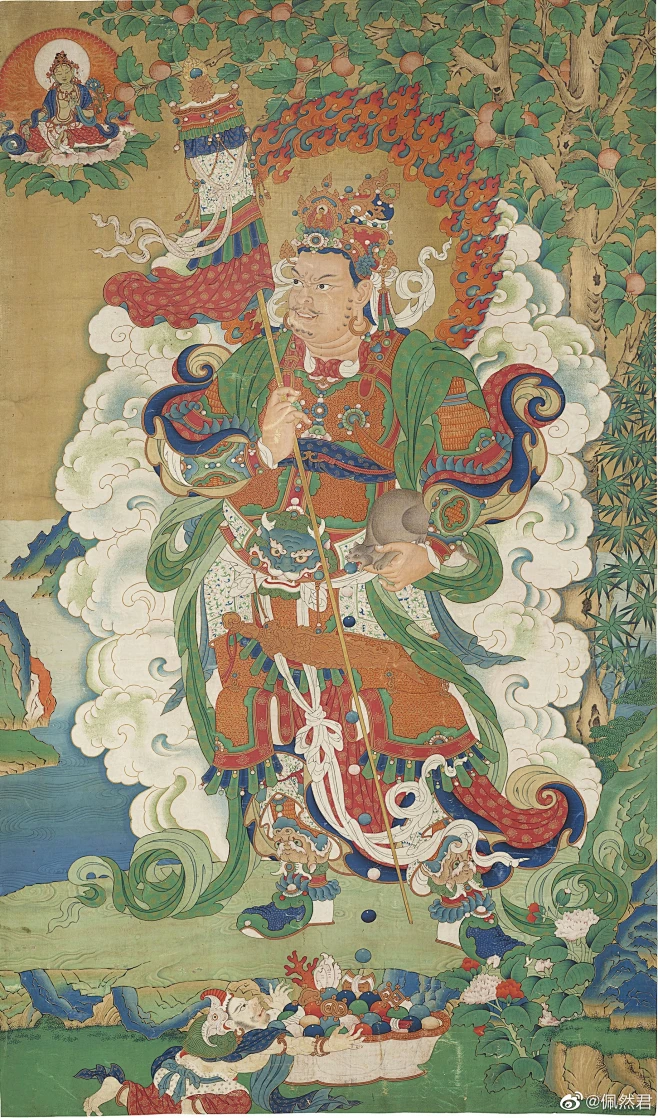 清多闻天王像轴-花瓣网