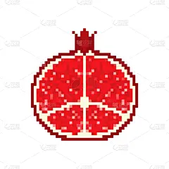 清新,石榴,水果,红色,数字8,像素画,熟的,部分,一个物体,食品