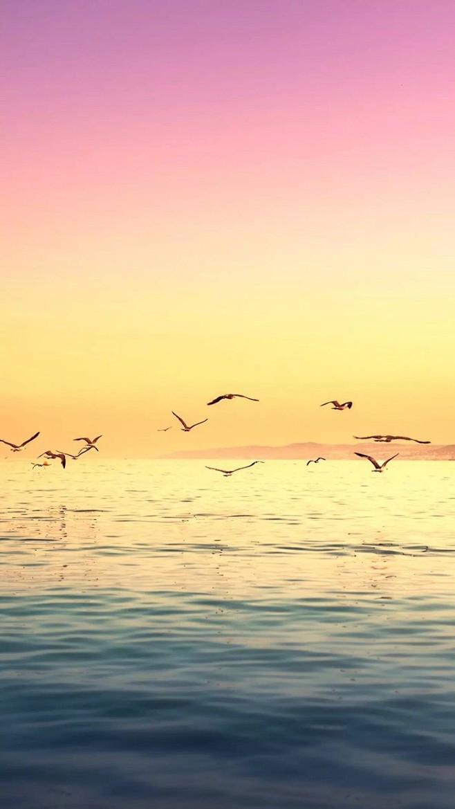 自然风景黄昏霞光天空海面意境iphone手机壁纸锁屏