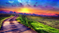 General 1920x1080 photo manipulation landscape nature road field sunset grass clouds