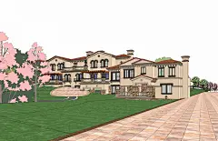 欧式多层联排别墅SU模型1