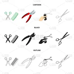 分离着色,剪刀,手艺,品牌名称,开着的,图像,发刷,一对,收集,设计