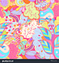 Tracery seamless pattern. Mehndi design. Ethnic colorful doodle texture. Curved doodling background. Vector