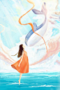 天空梦幻女孩与鲸鱼