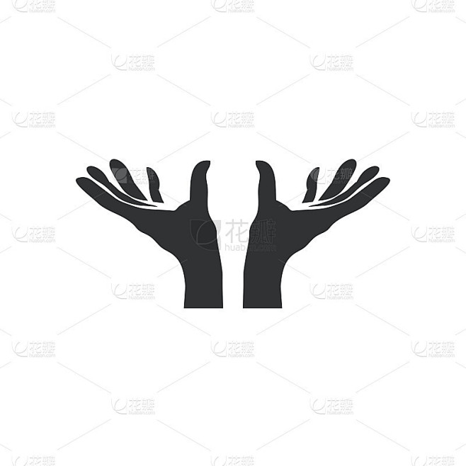 张开双手轮廓图标矢量插图