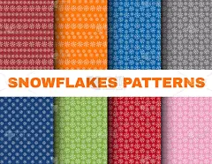 简单的圣诞节图案与雪花在彩色的背景，矢量收集的剪贴簿设计