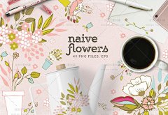 208简约粉色花枝蔓产品包装图案名片头像手绘水彩设高清素材 名片 免费下载 页面网页 平面电商 创意素材 png素材