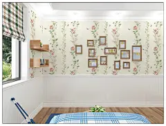 维涅斯无纺田园花竖条排列卧室_壁纸大全_雅特居家壁纸网