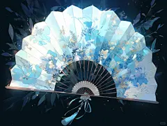 折扇｜古风扇子配饰设计插画素材-midjourney