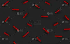 黑色纹理背景与红色3d几何图案。