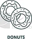轮廓,概念,直的,线图标,饮料,热,咖啡,蛋糕,面包,午餐