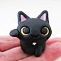 Cat figurine of Ceramics "A pretty small beckoning black cat"　猫　置物・工房しろ　日本 : Please let me know if you would like to receive the parcel fast. In that case, I can ship to you it by EMS express mail. I will reply you after I prepare your private p