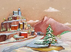 雪景与圣诞树