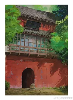 用不透明水彩画出宫崎骏电影中唯美的场景~#手绘作品#（作者：@小野菊菊菊菊菊  ） ​​​​