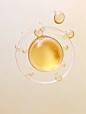 ovum with bubbles floating in water stock photo, in the style of light beige and light amber, aerial view, neo-plasticist, hyper-realistic oil, minimalist photography, kitchen still life, telephoto lens