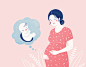 孕妇怀孕胎儿插画
