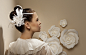 Moliabal Bridal Campaign : Paper roses, orchids, lilies and leaves created for Molibal's Bridal hair accessory collection. The sets were designed to be deicate and minimal, fitting with the collection's style.