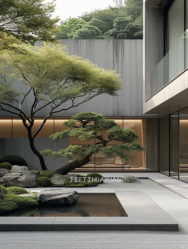 花园设计庭院实景｜现代禅意庭院 - 小红书图片_现代禅意/新中式/日式图片素材-花瓣网
