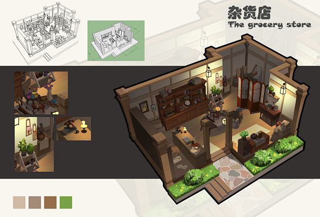艺数绘学员场景作品  游戏原画  单体建...