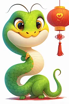 AI数字艺术新年蛇年卡通蛇插画