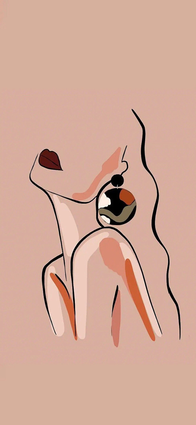 线条女孩背景壁纸